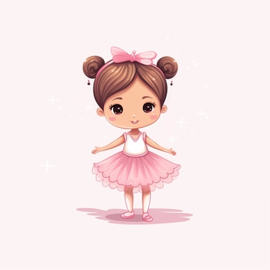 pink rectangle post with a music note border and a clipart tiny ballerina dancer with brown hair in a bun wearing a pink tutu vector image