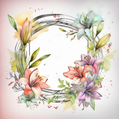 Lilies Frame Watercolor Sublimation Clipart