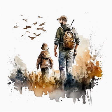 Hunting Father & Son Watercolor Duck Hunting Family Clipart Father Son PNG white background