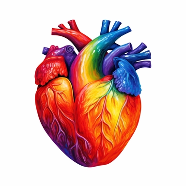 heart organ . rainbow colours. clipart. white background