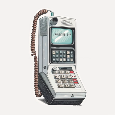1990 retro cellphone painting clipart, white background