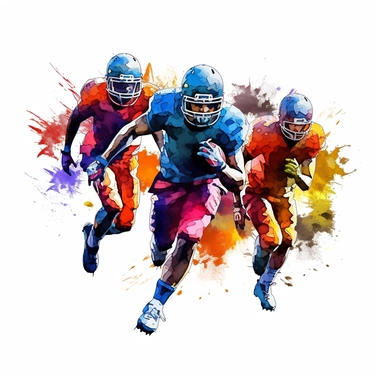 clipart, vector, american football players, graphic, lots of colors, splash