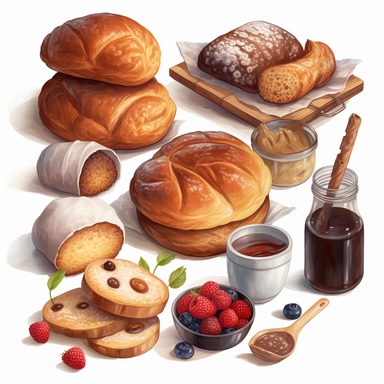 detailed realistic painted baking goods clipart