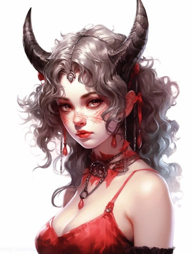 Archdemon of chaos, cute sixteen year old girl, fantasy art, sticker art, clipart png, photorealistic, watercolor, digital painting, WHITE BACKGROUND, fantasy style, realistic, painting, 8k, ultra details,