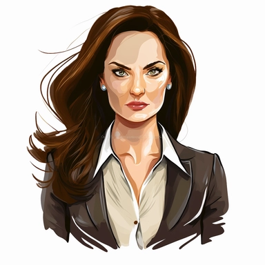 Beautiful Business Woman, Angry Expression, Full Color, Half Body Image, White background, Portrait, Clipart, Vector illustration,