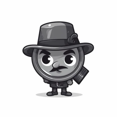 happy cute Private Investigator face, cartoon, clipart, mascot, isolated on white background