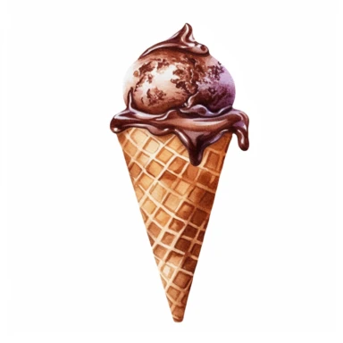 Watercolor ultra realistic and hyper detailed illustration of a dark Chocolate icecream, clipart ,single object, png, sublimation, white background for removing background - - no text shadow font watermark