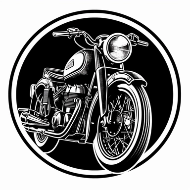 Motorcycles car clip art, black and white, very simple, logo design, clip art