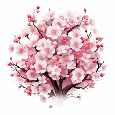 surreal Cherry Blossom Clipart, spring Cherry Blossom floral bouquet, No Text, white background
