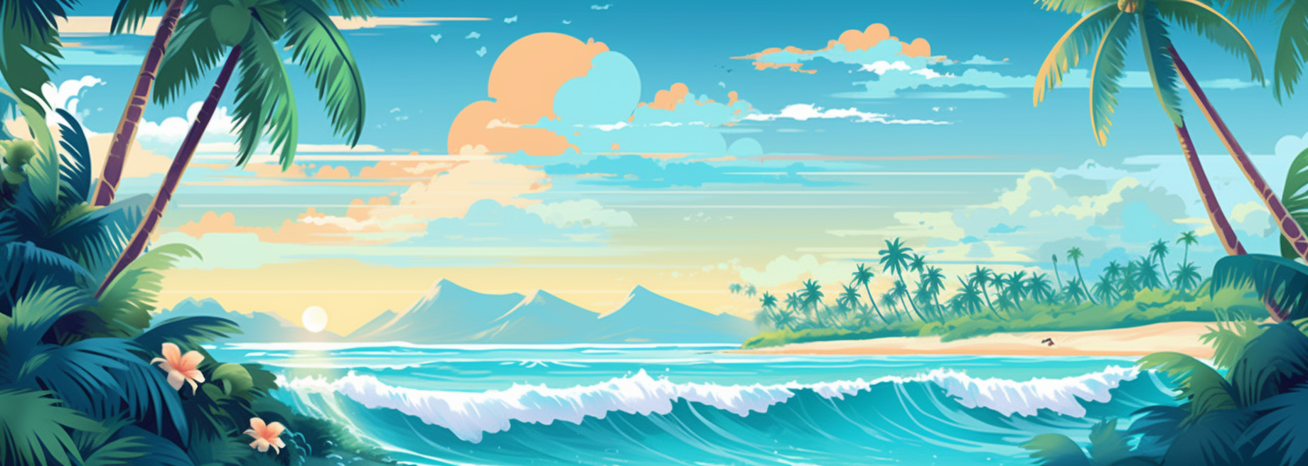 beach scene cliparts