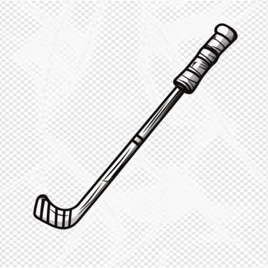 Ice hockey stick clipart, simple, black and white, white background