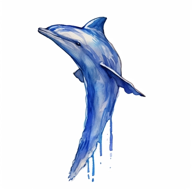 a Dolphin Tail in the style of watercolour clipart with detailed brush strokes