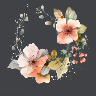 realistic watercolor weaths and branches and flower of june, clipart , art contest winner , masterpiece