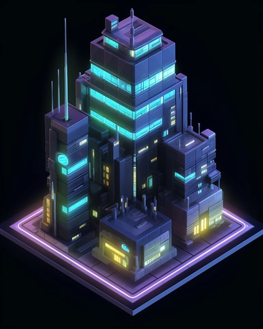 isometric perspective, game sprite, futuristic skyscraper concept, gaming asset, sci-fi, fun, creative, cartoon, clipart, hyper-detailed, black background,