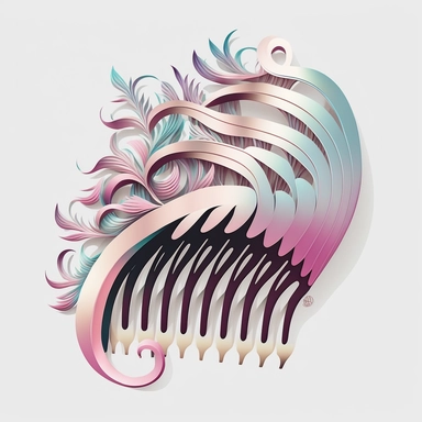 One pretty spa hair comb clipart, vector illustration, white background, hd