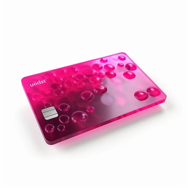 3d model of credit card made of jelly, gummy full cover, viva magenta, clipart, white background