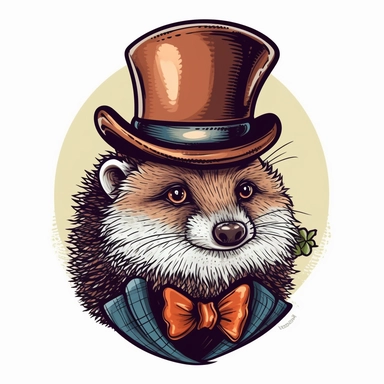 Hedgehog in a bowler hat clipart