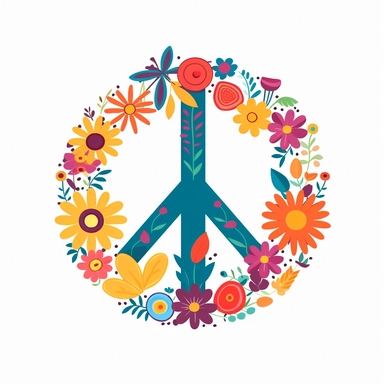 peace sign. flower, heart, t-shirt design, vector graphics, simple, flat, minimalist, clipart, white background design