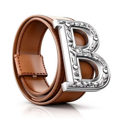 clipart Leather belt with alphabet buckle , capital letter B, creative, white background