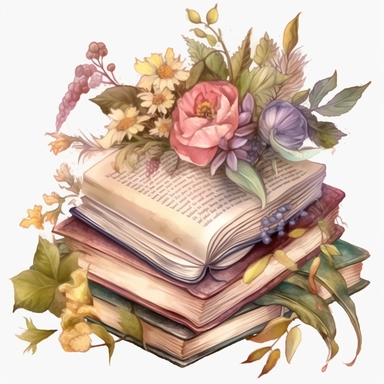 there is a book with a bunch of flowers on it, fantasy game spell icon, medibang, (aesthetics), author unknown, profile image, an overgrown library, [ forgetful ], telegram sticker, warmly lit, graphic 4 5, enduring, google arts and cultures, list, april PNG Watercolor Fantasy Books Clipart