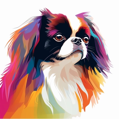 japanese chin, vector art, in the style of abstract art, clipart, white background, rounded corners