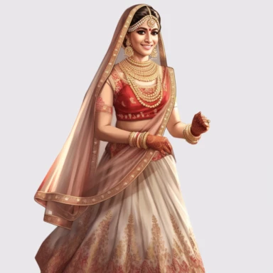 indian wedding clipart,cartoon art [full body] [hyper Real] [dress set]