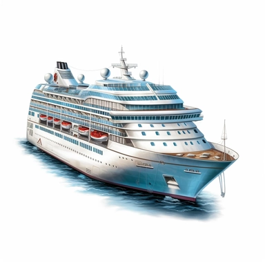 photorealistic cruise clipart,on white background with margins