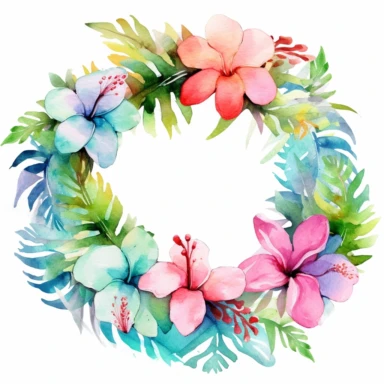 watercolor lei clipart on white background /fast