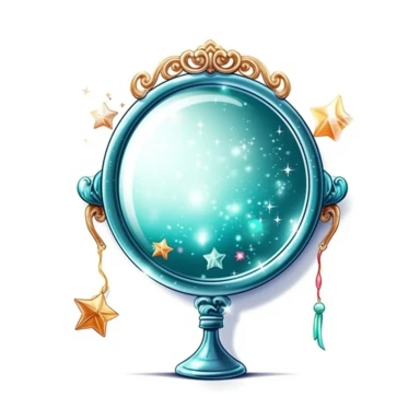 cute semi-realistic 3d magical mirror clipart, isolated on white background