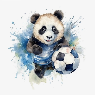 cute panda doing random sports, pandas doing activity, watercolor clipart, transparent background