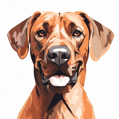 clipart of a happy rhodesian ridgeback, americana style, portrait, white background, vector style
