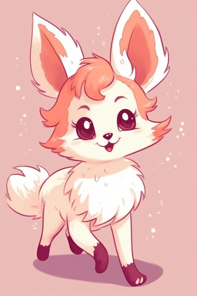 happy girly running jumping foxy, with long eyelashes, for children, vector style, 2D, clipart style, flat, comic book, cartoon character