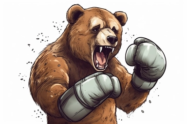 happy, mother bear with boxing gloves ,cute childrens book style, clipart, illustration art style, clipart, hd, on white background,