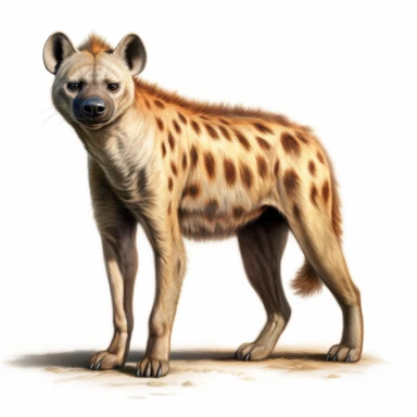 hyena photorealistic clipart,on white background with margins