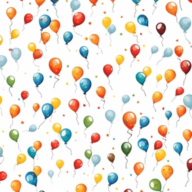 balloons, clip art, pattern, white background, cute--tile