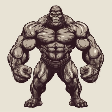 A human like body builder gorilla, clip art illustration vector