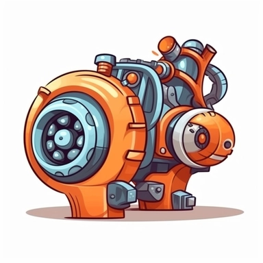 turbo charger simple cartoon drawing for children, clipart, isolated on white background
