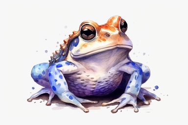 Watercolor, Marine Toad Amphibian, clipart, hd, on a white background, spaced out