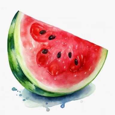 watercolor colorful clipart of a juicy watermelon slice, hd, on white background