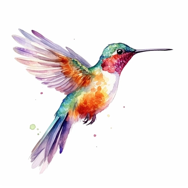 watercolor hummingbird clipart - watercolor clipart - watercolor bird, single design, detailed