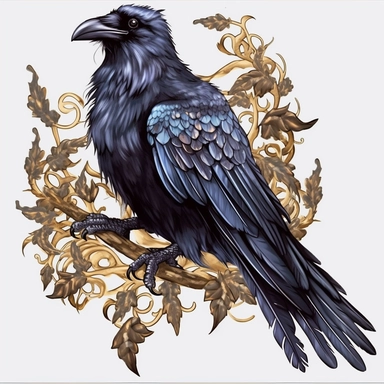 Watercolour dark fantasy black royal gothic deadly nightshade raven magnificent gothic raven mesmerising compelling features perfect magnificent detailed wings beautiful compelling realistic eyes ultra highly detailed, 18k, sharp focus, bright photo with rich colours digitally enhanced, enhanced graphics, straight, sharp focus, bright lighting, intricate detailed png image ,high definition,300dpi,graphic clipart,computer graphics