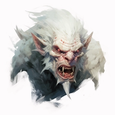 Monster from The witcher character, paint art style, clipart, white background, superrealistic, one of a kind