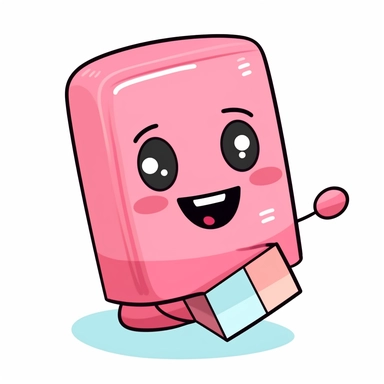 create a cute eraser clipart on a white background