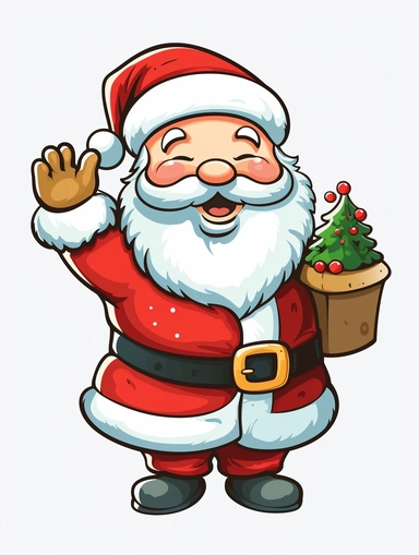 1 Detailed Christmas Cute Santa Clipart, 5 Fingers, Simplified,