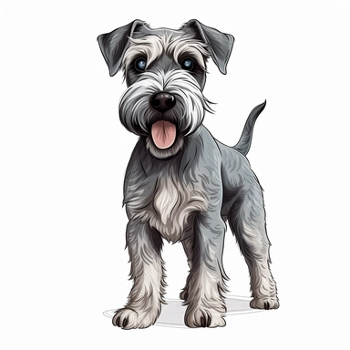 Cute Happy face Beautiful Cesky Terrier Dog Is Standing Full body Vector Sublimation Clipart,Cartoon, hyper realistic, intricate detail, illustration style,high solution,on the white background