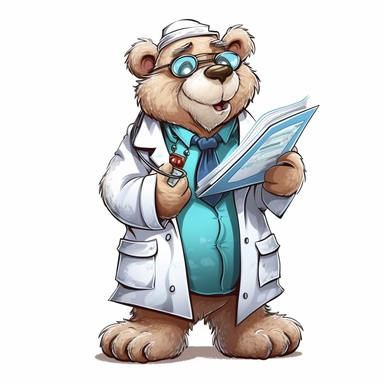 bear doctor, white back ground, clip art
