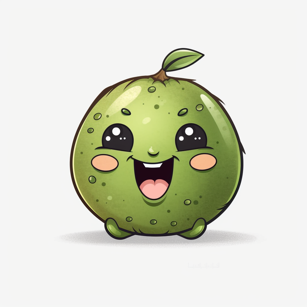 cute Kiwi Fruit, happy and smiling, bold line, clipart, sticker, white ...