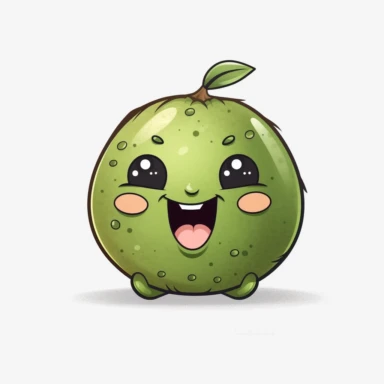 cute Kiwi Fruit, happy and smiling, bold line, clipart, sticker, white background, no shadow, 8k detail