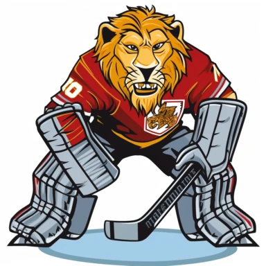 lion as ice hockey goalie, simple Clip Art