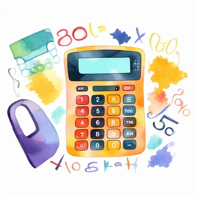 watercolor calculator clipart white background